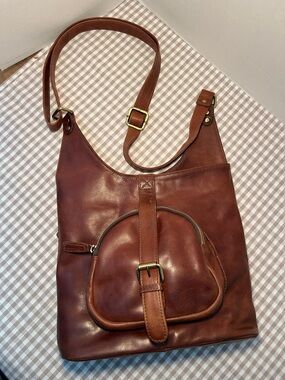 The Leather Store UK Brown Distressed Leather Crossbody Or Shoulder Bag